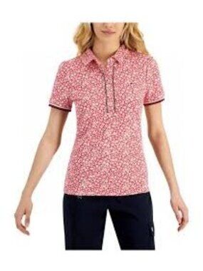 Tommy Hilfiger Women’s Floral Print Short Sleeve Polo Shirt Size L